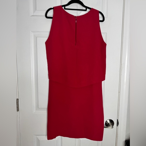 UTERQUE Red Tiered Mini Shift Dress Back Button Closure Cocktail Party - Picture 2 of 4